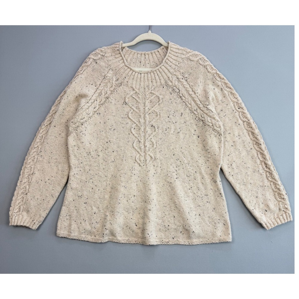NWT Nic+Zoe Cozy Coastal Cable Knit Sweater Nougat Flecked Cotton Blend Plus XXL